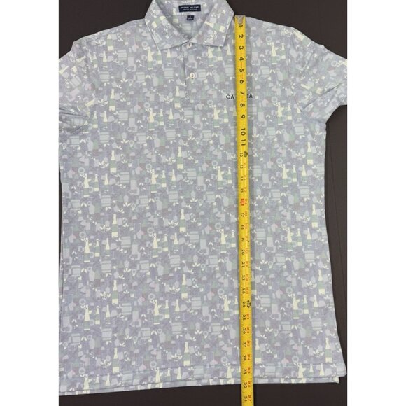 Peter Millar Mens Polo Shirt Cascata Golf Club Sz Large Crown Crafted Wine Print - Picture 12 of 12